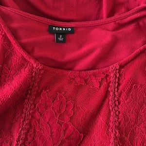 Torrid size 2x sleeveless red stretch lace top